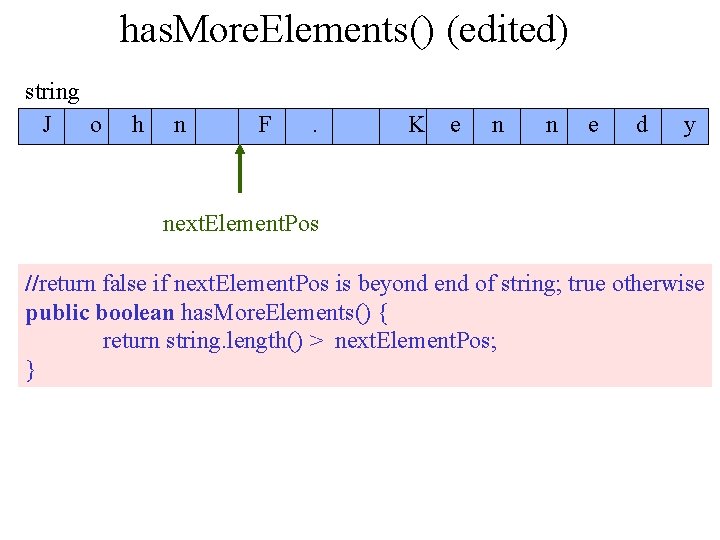 has. More. Elements() (edited) string J o h n F . K e n