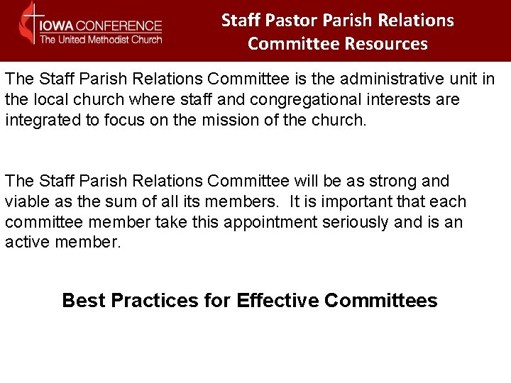 Staff Pastor Parish Relations Committee Resources The Staff Parish Relations Committee is the administrative Staff Pastor Parish Relations Committee Resources The Staff Parish Relations Committee is the administrative