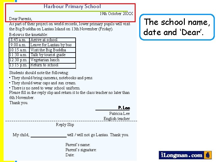 Harbour Primary School 19 th October 20 XX Dear Parents, As part of their