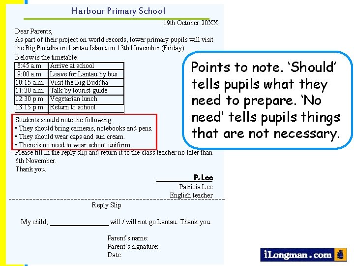 Harbour Primary School 19 th October 20 XX Dear Parents, As part of their