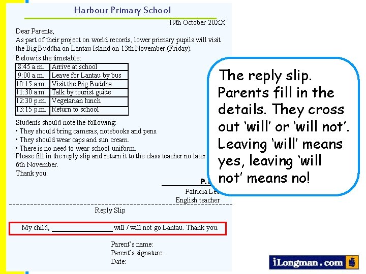 Harbour Primary School 19 th October 20 XX Dear Parents, As part of their
