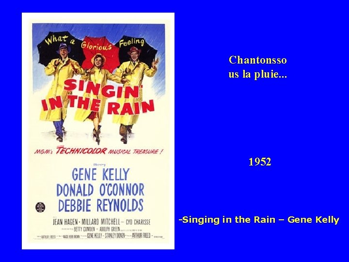 Chantonsso us la pluie. . . 1952 -Singing in the Rain – Gene Kelly