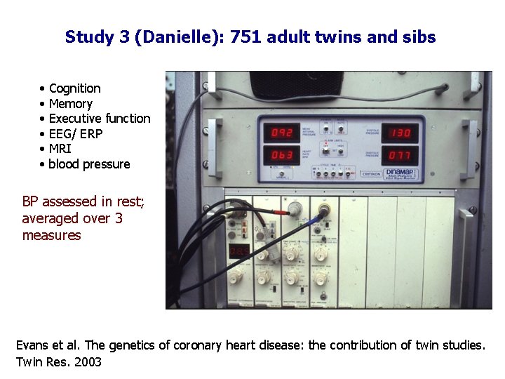 Study 3 (Danielle): 751 adult twins and sibs • • • Cognition Memory Executive