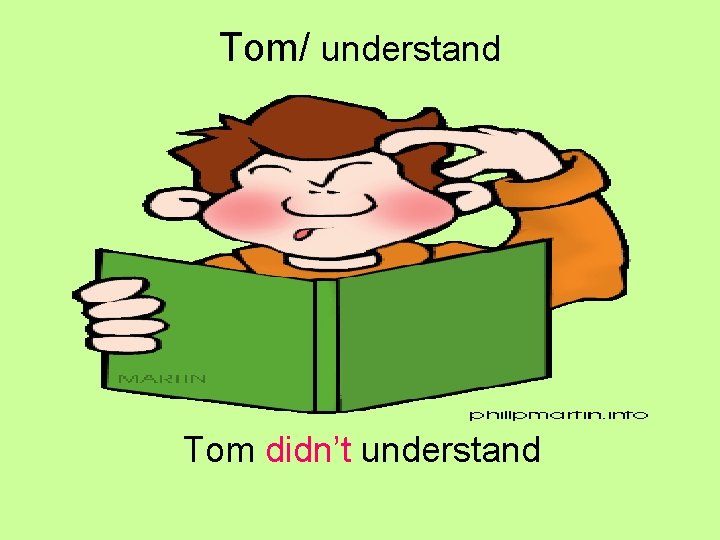 Tom/ understand Tom didn’t understand 