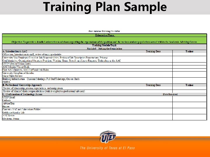 Training Plan Sample 