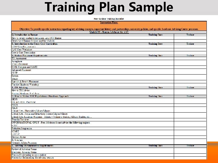 Training Plan Sample 