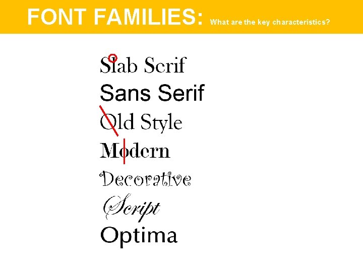 FONT FAMILIES: What are the key characteristics? FONT FAMILIES: What are the key characteristics?