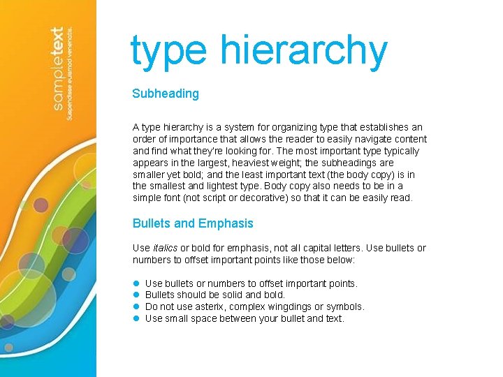 type hierarchy Subheading A type hierarchy is a system for organizing type that establishes type hierarchy Subheading A type hierarchy is a system for organizing type that establishes