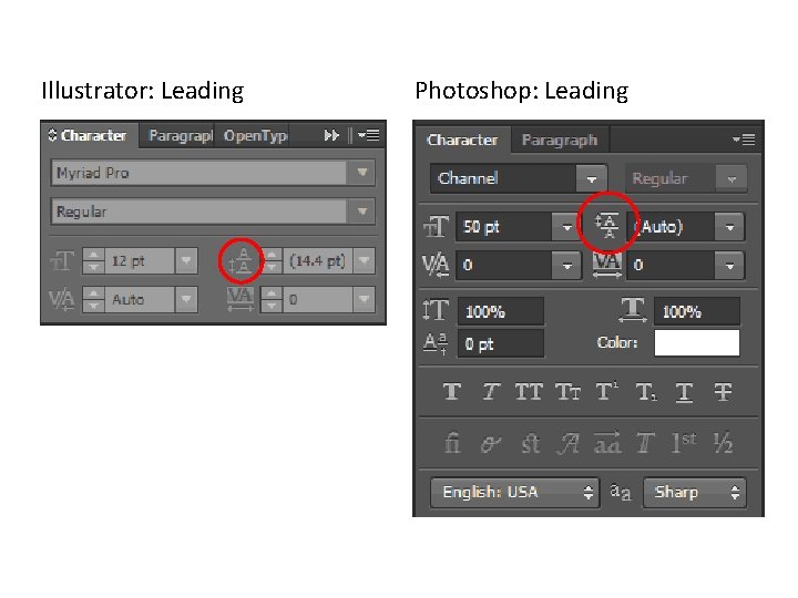 Illustrator: Leading Photoshop: Leading Illustrator: Leading Photoshop: Leading