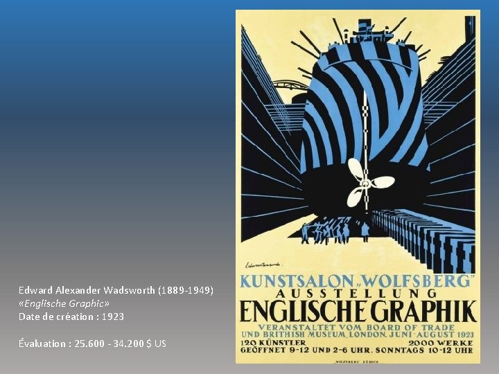 Edward Alexander Wadsworth (1889 -1949) «Englische Graphic» Date de création : 1923 Évaluation :