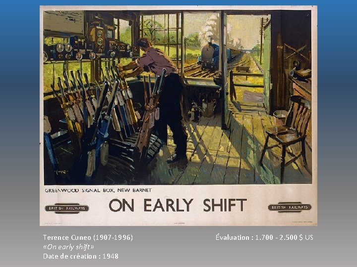 Terence Cuneo (1907 -1996) «On early shift» Date de création : 1948 Évaluation :