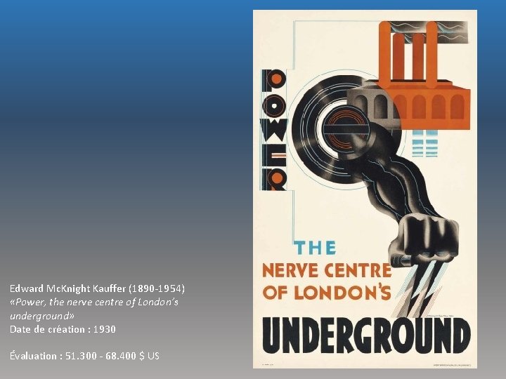 Edward Mc. Knight Kauffer (1890 -1954) «Power, the nerve centre of London’s underground» Date