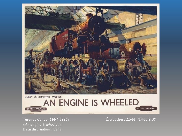 Terence Cuneo (1907 -1996) «An engine is wheeled» Date de création : 1949 Évaluation