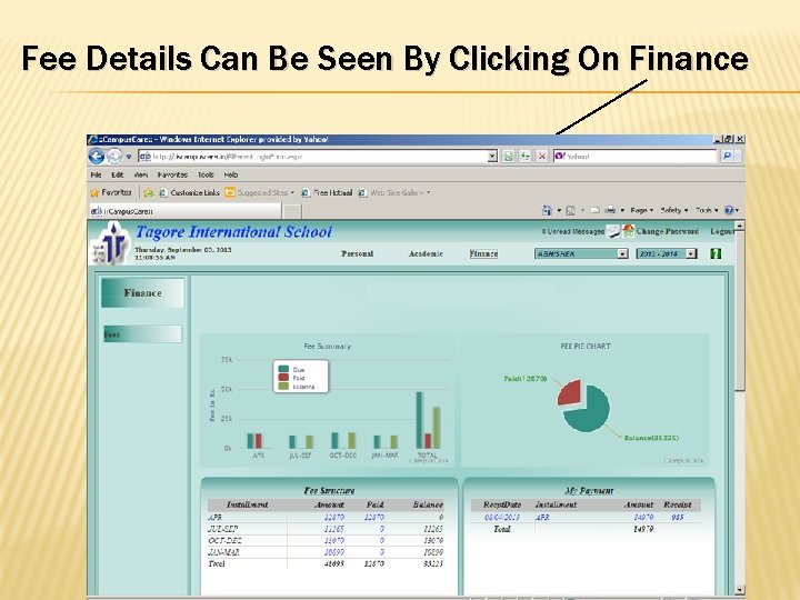 Fee Details Can Be Seen By Clicking On Finance 