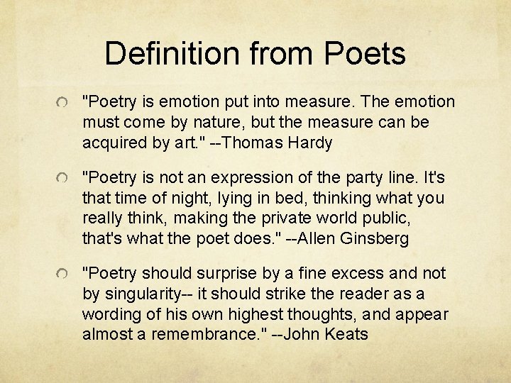 Unit 6 Poetry English 12 Definition From Poets