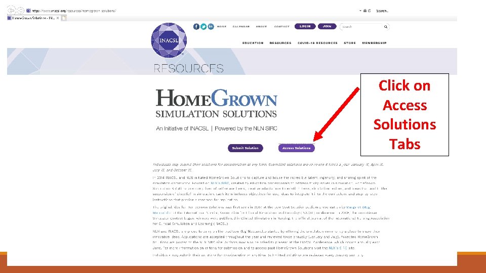 Click on Access Solutions Tabs 