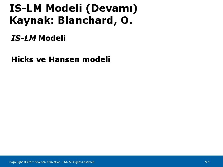IS-LM Modeli (Devamı) Kaynak: Blanchard, O. IS-LM Modeli Hicks ve Hansen modeli Copyright ©