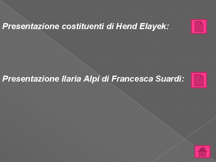 Presentazione costituenti di Hend Elayek: Presentazione Ilaria Alpi di Francesca Suardi: 