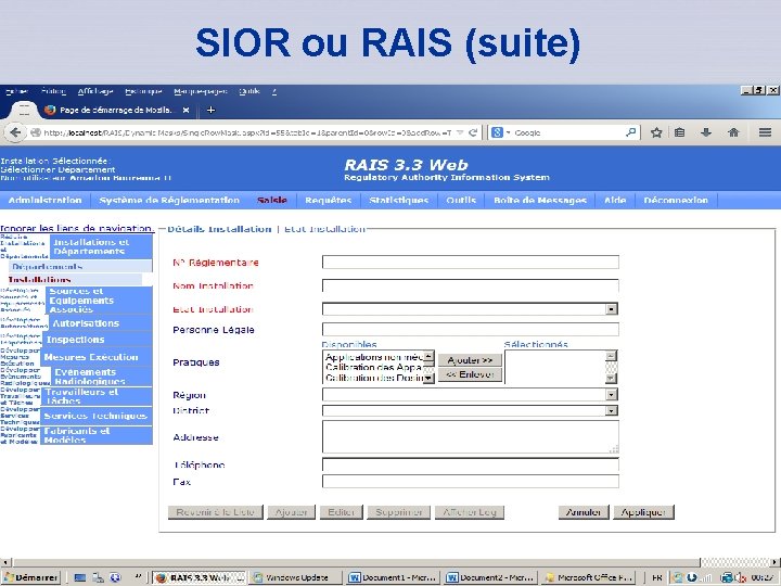 SIOR ou RAIS (suite) IAEA 18 