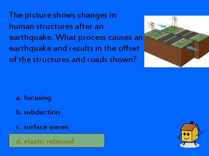 The picture shows changes in human structures after an earthquake. What process causes an