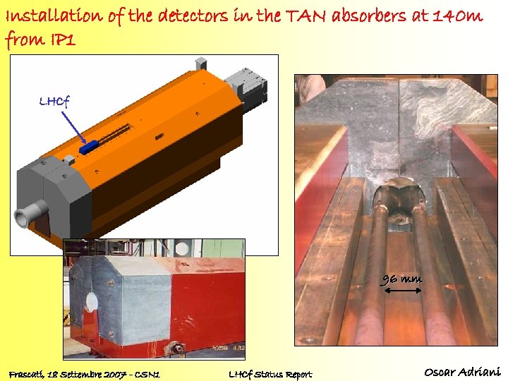 Installation of the detectors in the TAN absorbers at 140 m from IP 1