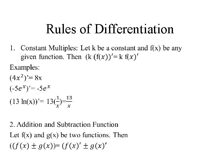 Rules of Differentiation • 