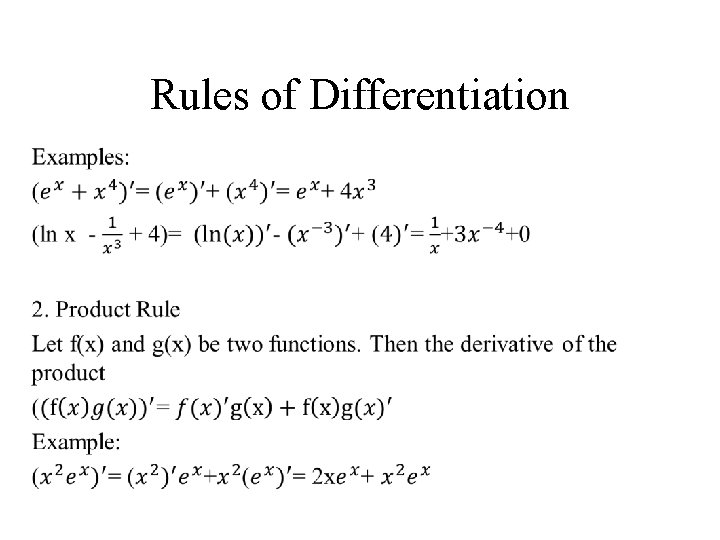 Rules of Differentiation • 