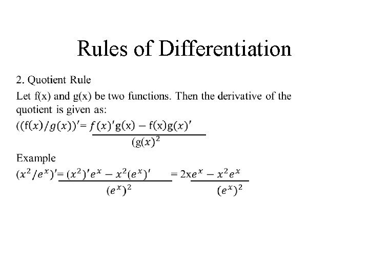 Rules of Differentiation • 