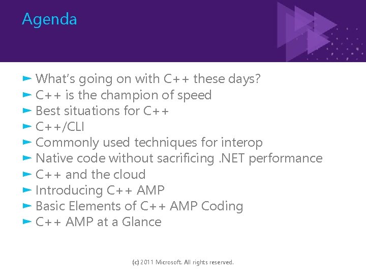 Agenda ► What’s going on with C++ these days? ► C++ is the champion