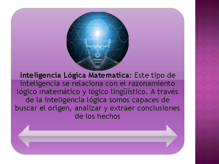 Inteligencia Lógica Matematica: Este tipo de inteligencia se relaciona con el razonamiento lógico matemático