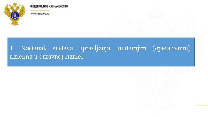 1. Nastanak sustava upravljanja unutarnjim (operativnim) rizicima u državnoj riznici 