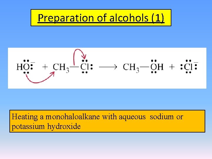 Preparation of alcohols (1) Heating a monohaloalkane with aqueous sodium or potassium hydroxide 