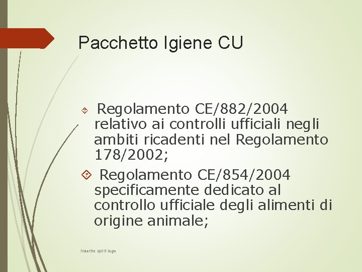 Pacchetto Igiene CU Regolamento CE/882/2004 relativo ai controlli ufficiali negli ambiti ricadenti nel Regolamento