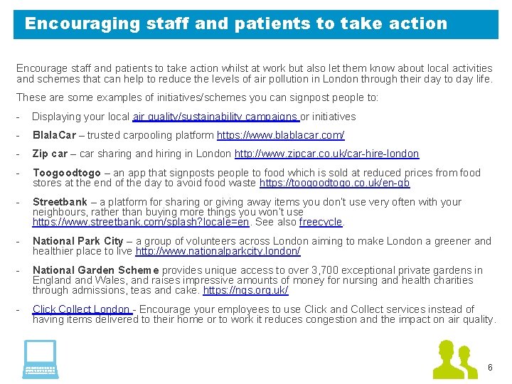 Encouraging staff and patients to take action Encourage staff and patients to take action Encouraging staff and patients to take action Encourage staff and patients to take action