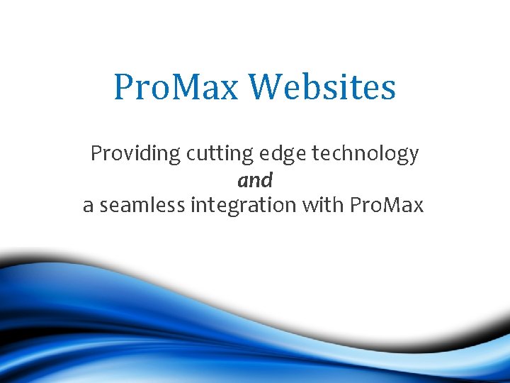 Pro. Max Websites Providing cutting edge technology and a seamless integration with Pro. Max