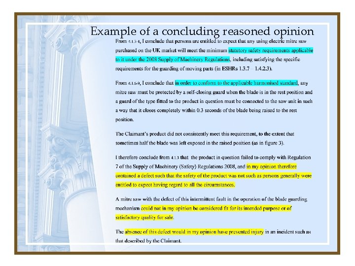 Example of a concluding reasoned opinion Example of a concluding reasoned opinion