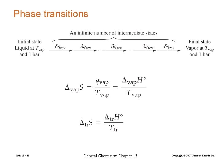 Phase transitions Slide 13 - 15 General Chemistry: Chapter 13 Copyright © 2017 Pearson