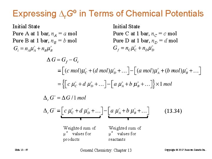 Expressing ∆r. Gº in Terms of Chemical Potentials Initial State Pure A at 1