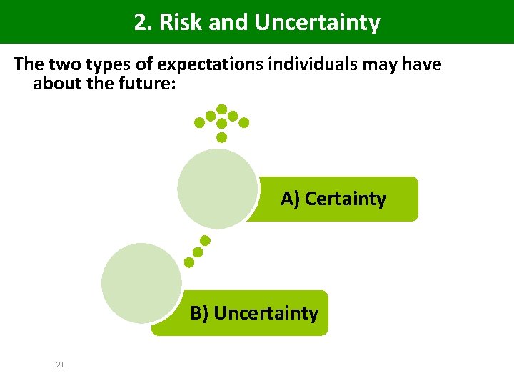 2. Risk and Uncertainty The two types of expectations individuals may have about the
