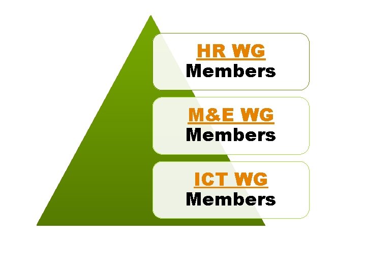 HR WG Members M&E WG Members ICT WG Members 