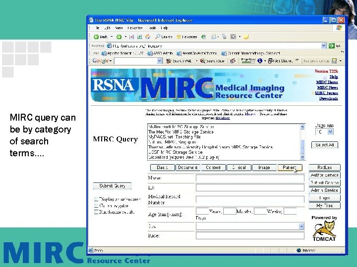 MIRC query can be by category of search terms…. MIRC query can be by category of search terms….