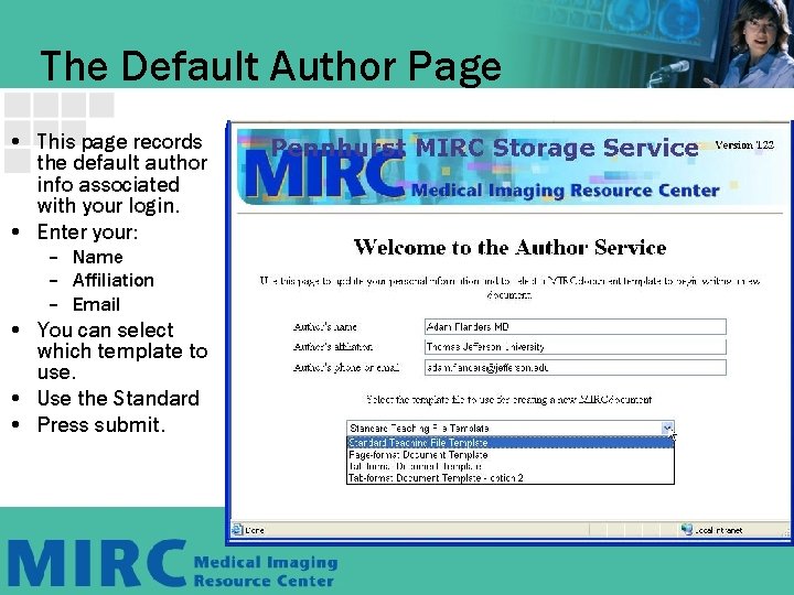 The Default Author Page • This page records the default author info associated with The Default Author Page • This page records the default author info associated with