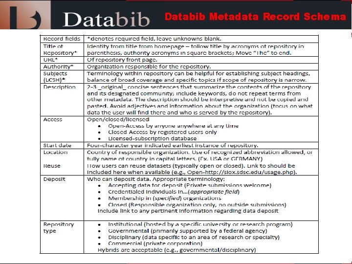 Databib Metadata Record Schema 
