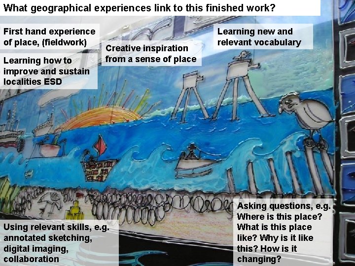 What geographical experiences link to this finished work? First hand experience of place, (fieldwork)