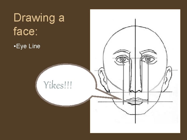 Drawing a face: • Eye Line Yikes!!! 