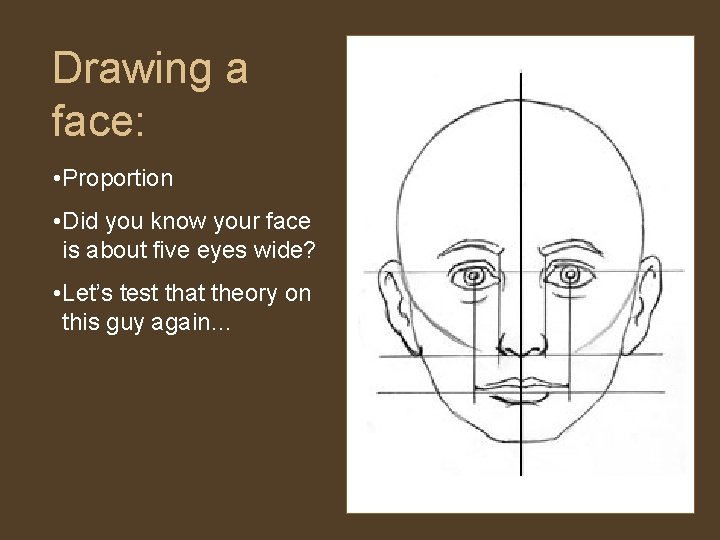 Drawing a face: • Proportion • Did you know your face is about five