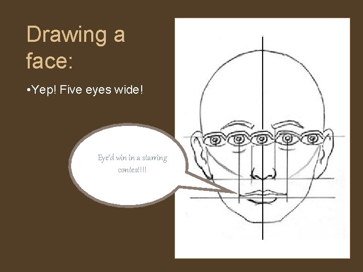 Drawing a face: • Yep! Five eyes wide! Eye’d win in a starring contest!!!