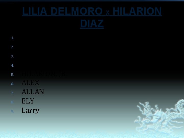 LILIA DELMORO X HILARION DIAZ 1. 2. 3. 4. 5. 6. 7. 8. 9. LILIA DELMORO X HILARION DIAZ 1. 2. 3. 4. 5. 6. 7. 8. 9.