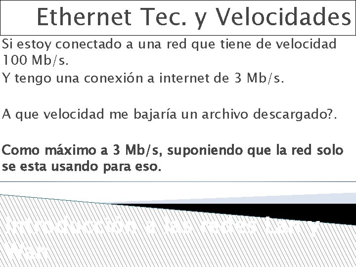 Ethernet Tec. y Velocidades Si estoy conectado a una red que tiene de velocidad
