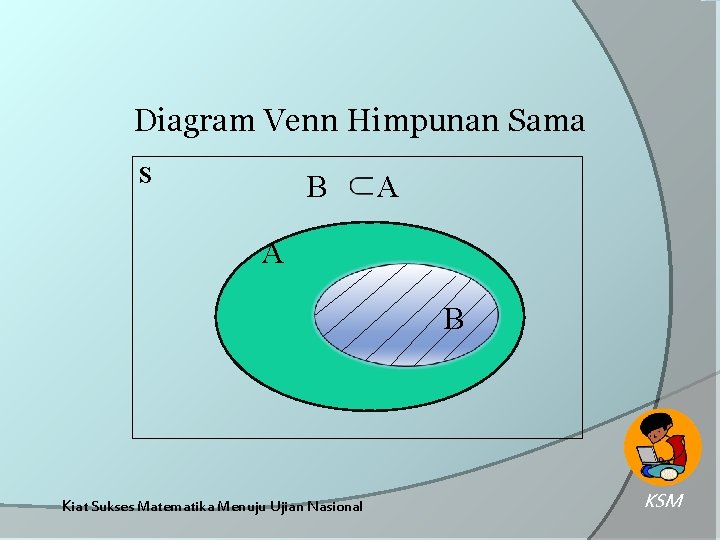 Diagram Venn Himpunan Sama S B A A B Kiat Sukses Matematika Menuju Ujian